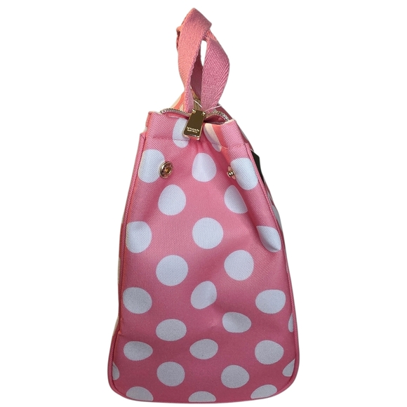 Kate Spade New York Pink & White Large Polkadot Small Tote Insulated Lunch Bag - Picture 2 of 7